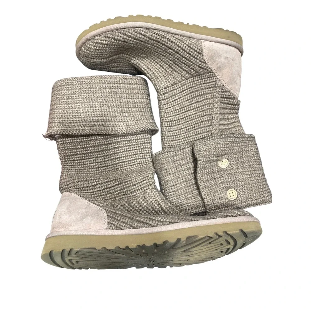 UGG Australia Cardy 5819 light brown/ beige Knit Button Tall Slouch Boots W 9